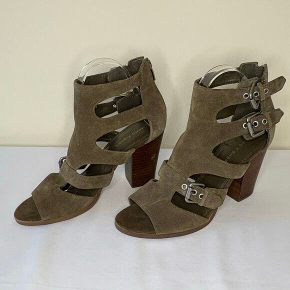 Mark Fisher Calinda Sandals Women's 8.5 | Olive Green | Suede Block Heel | NWOT - Picture 3 of 10